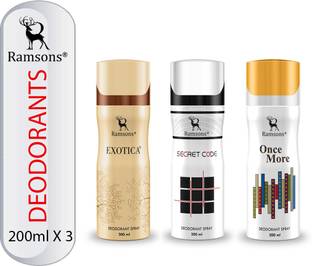 RAMSONS Exotica, Secret Code and Once More Deodorant Combo Deodorant Spray  -  For Men & Women