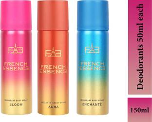 FRENCH ESSENCE Combi Pack of Bloom,Aura and Enchante (50ml Each) Deodorant Spray  -  For Women