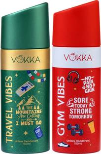 VOKKA Vibes Deodorant Body Spray Combo Pack | Gym & Travel Vibes | Long Lasting-300ml Deodorant Spray  -  For Men & Women