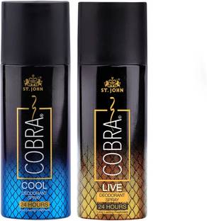 ST-JOHN Cobra Deo Cool 50 ml | Cobra Deo Live 50 ml Deodorant Spray  -  For Men & Women