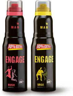 Engage Rush and Urge Deodorant Spray - For Men, Pack of 2 Deodorant Spray  -  For Men