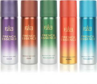 FRENCH ESSENCE Luxury Combo Pack Noir,Recharge,Oud,Aura & Triumph (50ml Each) Long Lasting Deo Deodorant Spray  -  For Men