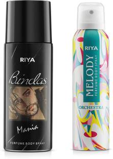 RIYA Bindas And Melody Body Spray Deodorant For Unisex Pack Of 2 150 Ml Each Deodorant Spray  -  For Men & Women