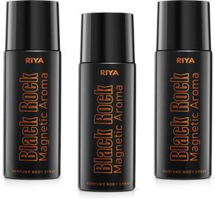 रिया Black Rock Body Spray Deodorant For Men's Pack Of 3 150 Ml Each  -  पुरुषों के लिए