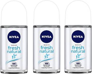 NIVEA Fresh Natural Roll On 25ml 3 PCS Body Spray  -  For Women