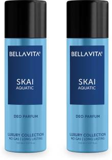 BELLAVITA SKAI Aquatic Body Parfum Deo Combo, Long Lasting Premium Fragrance (Pack of 2) Deodorant Spray  -  For Men