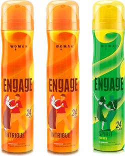 Engage Deo Combo 2 Intrigue for Her 150ml & 1 Spirit for Her 150ml Deodorant Spray  -  For Women