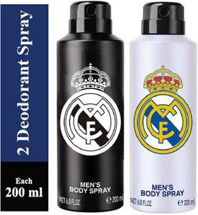 Real Madrid One BLACK and One WHITE Deodorant Spray for Men Deodorant Spray  -  For Men