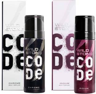 Wild Stone CODE Iridium & Chrome (120 ml each) Perfume Body Spray  -  For Men