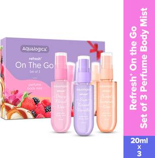 Aqualogica Refresh+ On the Go | Set of 3 Perfume Body Mist  -  For Women