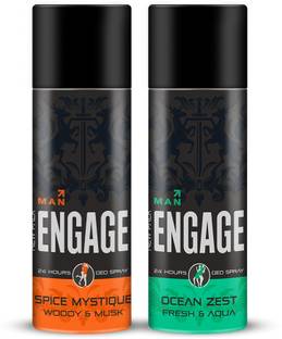 Engage Deo Combo 1 Ocean Zest 150ml & 1 Spice Mystique 150ml Deodorant Spray  -  For Men
