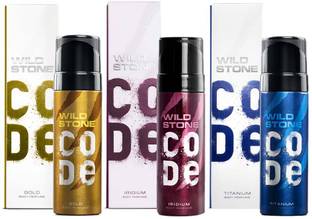 Wild Stone CODE Gold, Titanium & Iridium Long Lasting Deodorant for Men (150 ml each) Body Spray  -  For Men
