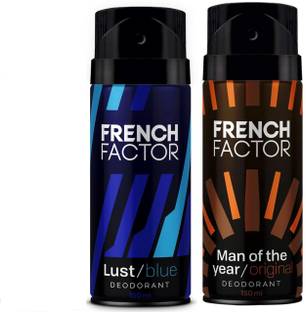 French Factor Man of the Year Original & Lust Blue Deo Combo - Long Lasting, 2x150ml Body Spray  -  For Men