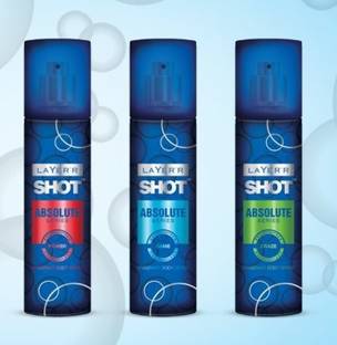 LAYER'R Shot Perfume Body Spray Absolute SERIES ALL 3 (... Deodorant Spray  -  For Men