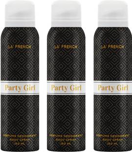 La French Party Girl women long lasting women body spray Deodorant Pack 3 Body Spray  -  For Women