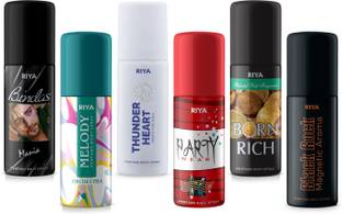 RIYA Bindas,Melody,Thunder Heart,Party Wear,Born Rich,Black Rock Deodorant 40 ML Each Deodorant Spray  -  For Men & Women
