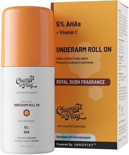 Chemist at Play 5% AHA Underarm Roll On, Lactic Acid Deodrants - Royal Oudh Deodorant Roll-on  -  For Men & Women