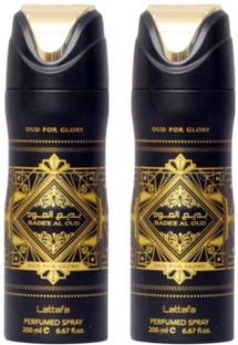 Lattafa BADE'E AL OUDH DEO ,200ML EACH ,PACK OF 2 Deodorant Spray  -  For Men & Women