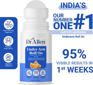 Dr. Allen Under Arm Roll On - 5% AHA,2% Kojic Acid & 1% Mandelic Acid Control Body Odour Deodorant Roll-on  -  For Men & Women