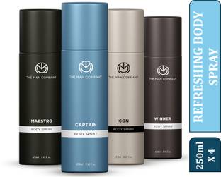 THE MAN COMPANY Captain, Maestro, Icon and Winner 4 x 250ml | Long-Lasting Deodorant Body Spray Deodorant Spray  -  For Men