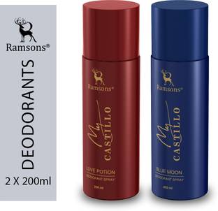 RAMSONS MY CASTILLO BLUE MOON & MY CASTILLO LOVE POTION Combo Deodorant Spray  -  For Men & Women