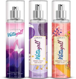 LAYER'R Wottagirl Body Splash Long Lasting Fragrance Pack of 3, For Women (180ml) Body Mist  -  For Women
