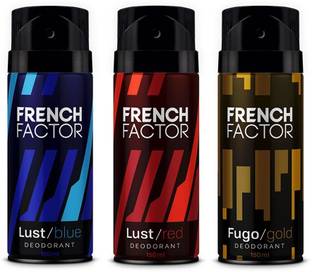 French Factor Deodorants Men Combo Pack Lust Blue| Red| Fugo Gold | Body Spray for Men Deodorant Spray  -  For Men