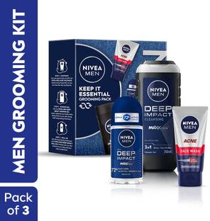 Nivea Men Combo, Gift Hamper for Men, With Body Wash, Face Wash & Roll On, Cleanser Deo Deodorant Roll-on  -  For Men
