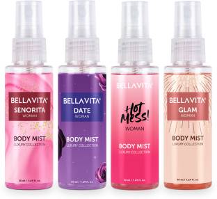 Bella vita organic Perfume Body Mist Travel-Size Gift Set|4x50 ml|Long Lasting Fragrance| Body Mist  -  For Women