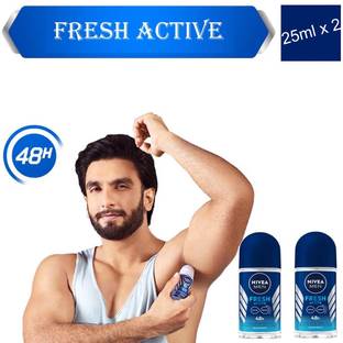 NIVEA Fresh Active Deodorant Roll-on (25ml x 2) Deodorant Roll-on  -  For Men
