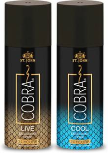 ST-JOHN Cobra Deo Live (150 ml) & Cobra Deo Cool (150 ml) Perfume Body Spray  -  For Men & Women
