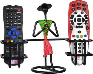 D&V ENGINEERING 2 Compartments Iron Remote control holder /stand /organizer for TV AC DTH STB Remotes for living room showpiece