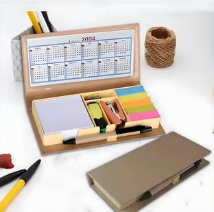 DALUCI 1 Compartments paper Eco Friendly Mini Memo Pad with Sticky Notes, Calendar and Stationary Set