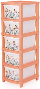 Pinkwhale 5 Compartments Plastic 5XL BUTTERFLY PRINTED MODULAR DRAWER SYSTEM MULTI PURPOSE STORAGE BOX BASKET BIN