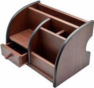 RAKHOPA 6 Compartments Wooden Wooden pen stand