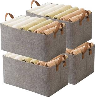 Luvis Grace 4 Compartments Linen Cloth Organizer for Wardrobe