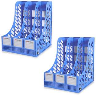 DaKos 3 Compartments Plastic File Rack, File Folder, File Organizer for Office with 3 section (PACK OF 2)