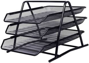 FLYNGO 3 Compartments metal newspaper, magazine and file folder storage organizer