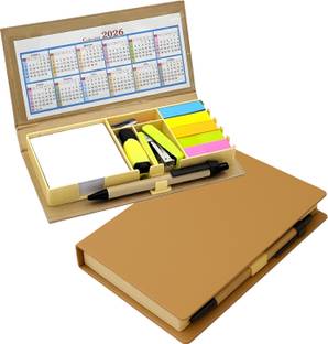 DALUCI 1 Compartments paper Eco Friendly Mini Memo Pad with Sticky Notes, Calendar and Stationary Set