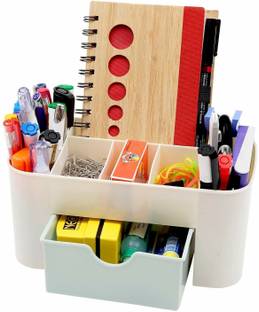 Padchaaya 7 Compartments Plastic Desk Organizer Stationary Organizer