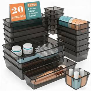 TENIDO 20 Compartments Plastic Drawer organizers, Dressing Table Organizer, Make up Organizer