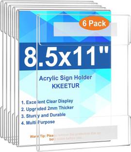 Wizzartprints 1 Compartments Clear Plastic Sign Holders 6Pcs Acrylic Sign Holder 8.5 x 11 Wall Mount