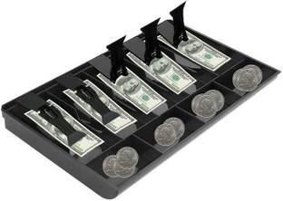 ZWEELAY 9 Compartments plastic Cash Money Tray 5 Bill/ 4 Coin Drawer Register Insert Tray Storage Case