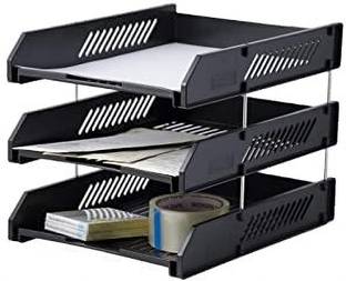 FRENYEAR 3 Compartments Plastic File Tray Mesh File Holder Stand Organizer Container Document Tray '' File Rack