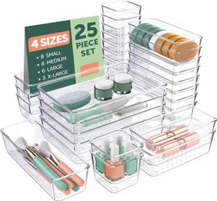 UKRANIEZ 25 Compartments Plastic 25 PCS Plastic Drawer Organizer Set Storage Bins for Makeup, Jewelry, Gadgets
