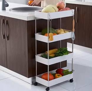 JAY MAHAKAL MULTIPURPOSE KITCHEN TROLLEY/RACK FOR VEGETABLE AND FRUITS 4XL Plastic Kitchen Trolley