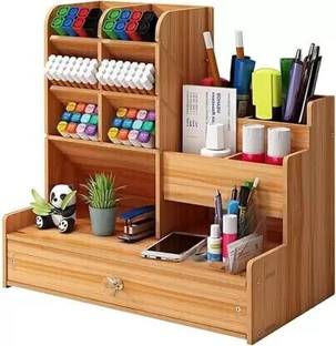 Tanunni 13 Compartments MDF Board Pen Stand,Phone Stand, Multipurpose Office Desk Organiser(DIY)