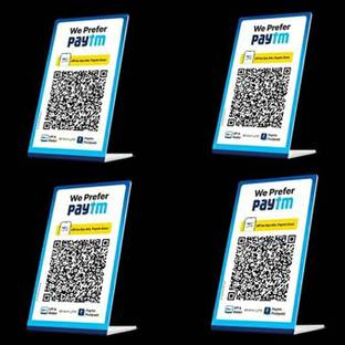 Yaro 4 Compartments Acrylic QR Bar Code Display Stand,BHIM, , Google Pay Stand 4" X 6"SET OF 4)