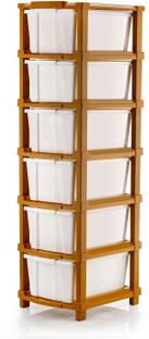 J K INTERNATIONAL 6 Compartments Plastic Multipurpose Drawer, Storage Organizer Home