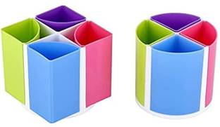 FRKB 4 Compartments 2 Pcs Pen Stand Rainbow Detachable Pen Stand